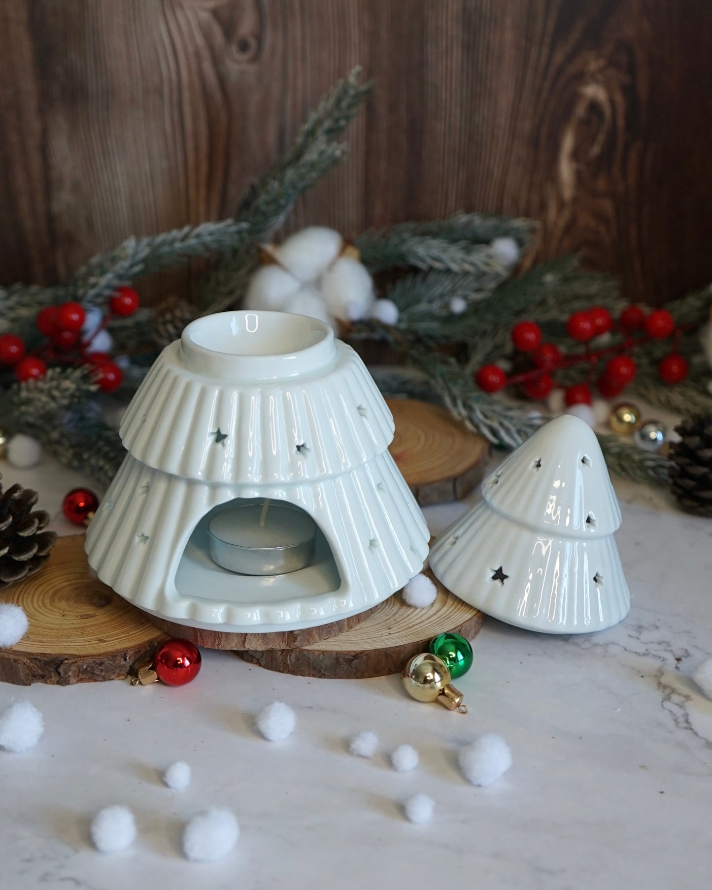 Brûle-parfum Sapin de Noël blanc