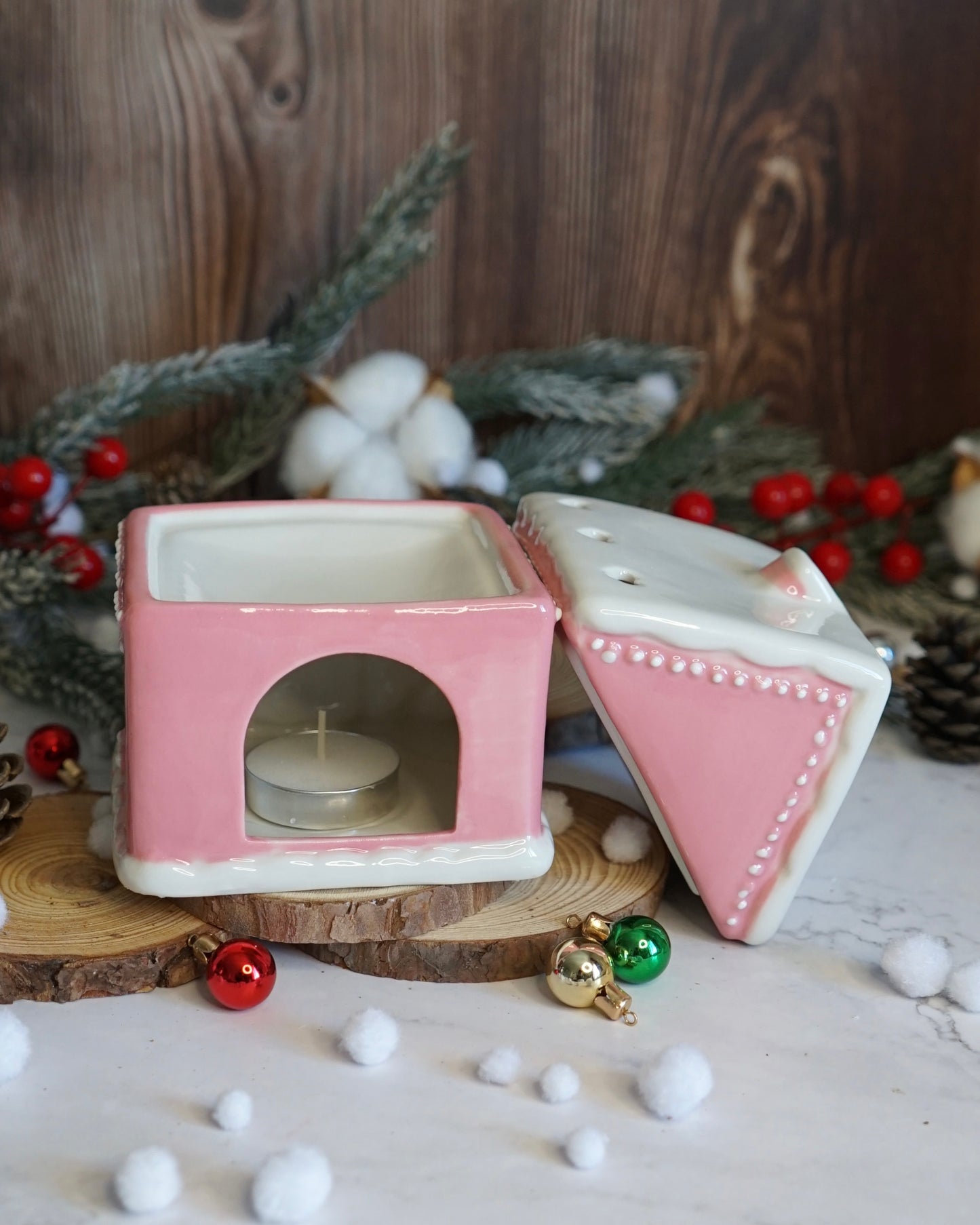 Brûle-parfum Maison en pain d’épice rose