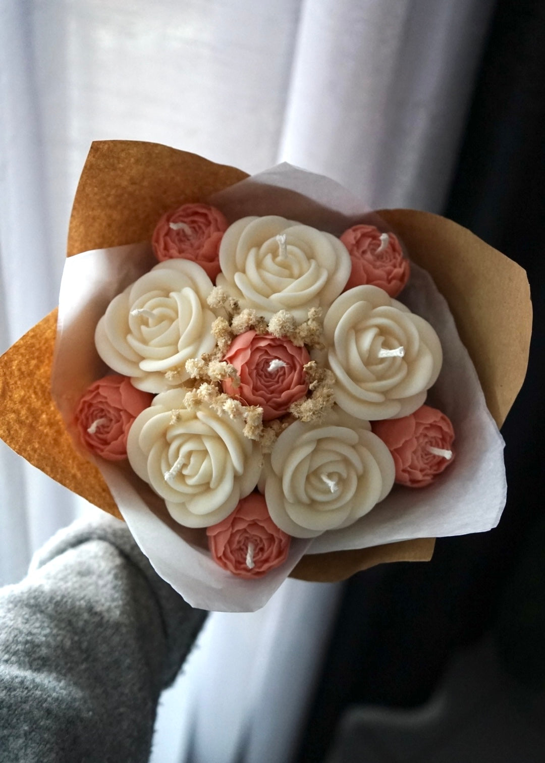 Bouquet terracotta et blanc