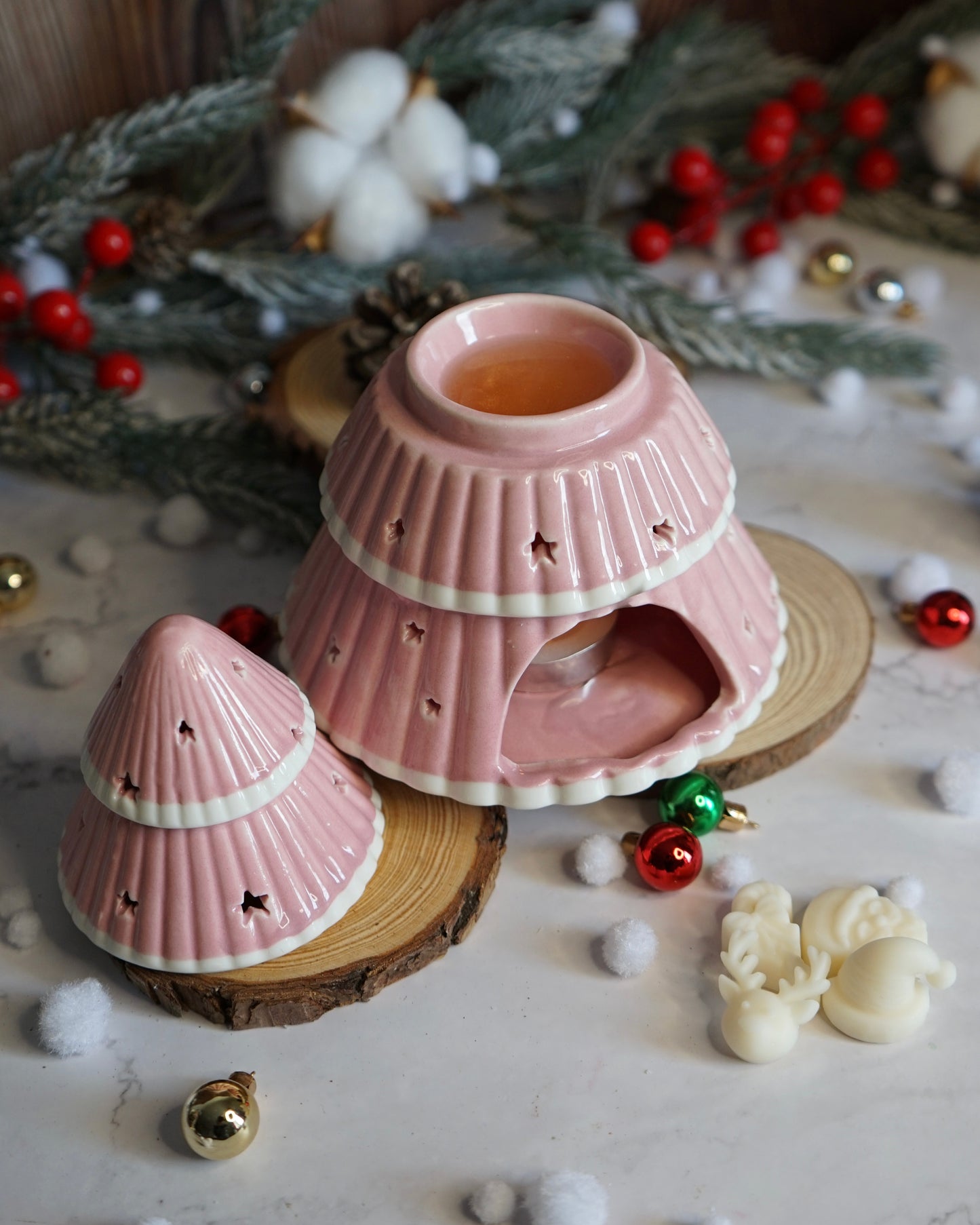 Brûle-parfum Sapin de Noël rose