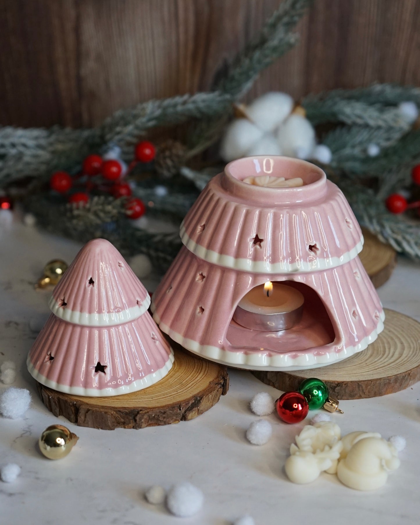 Brûle-parfum Sapin de Noël rose