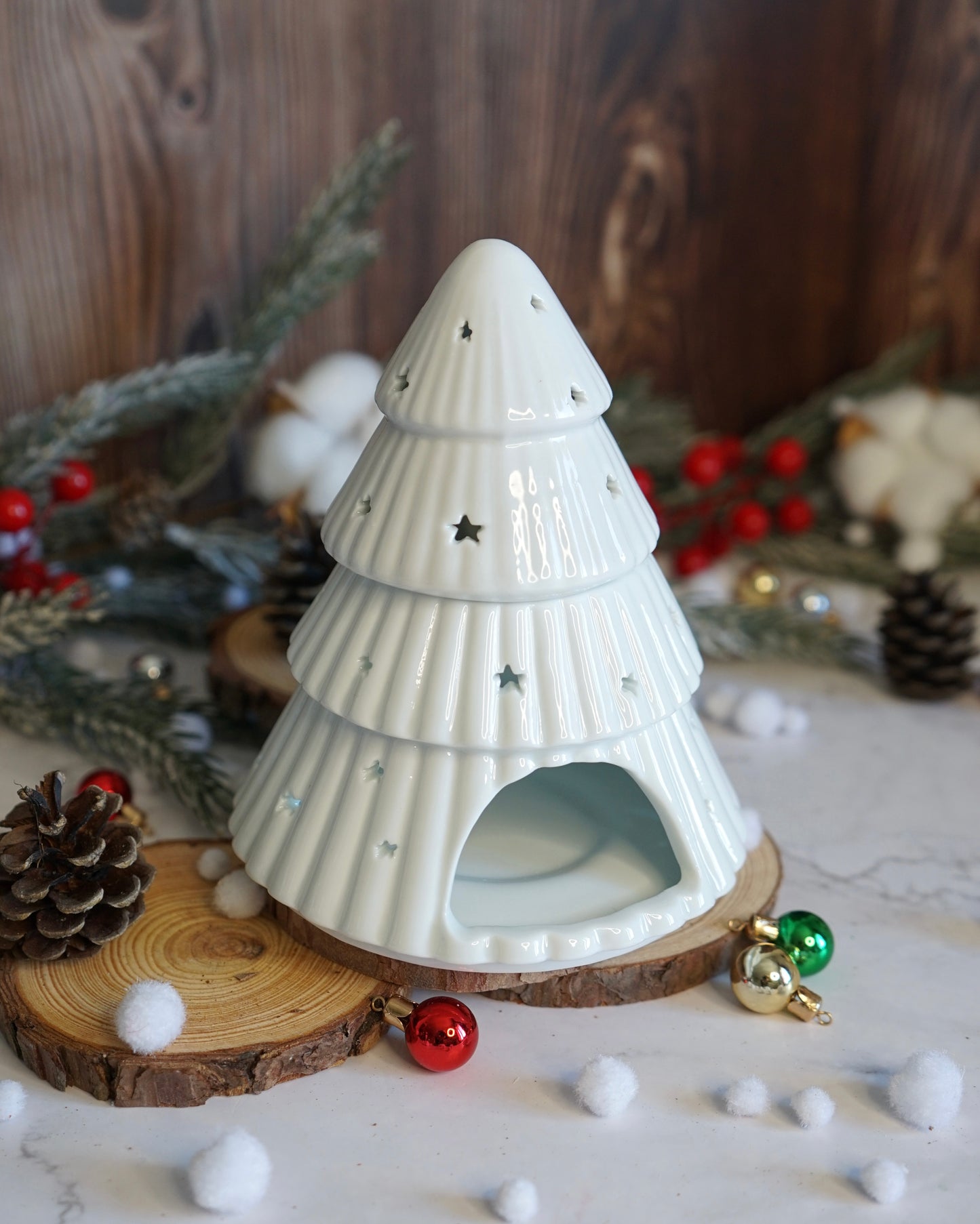 Brûle-parfum Sapin de Noël blanc